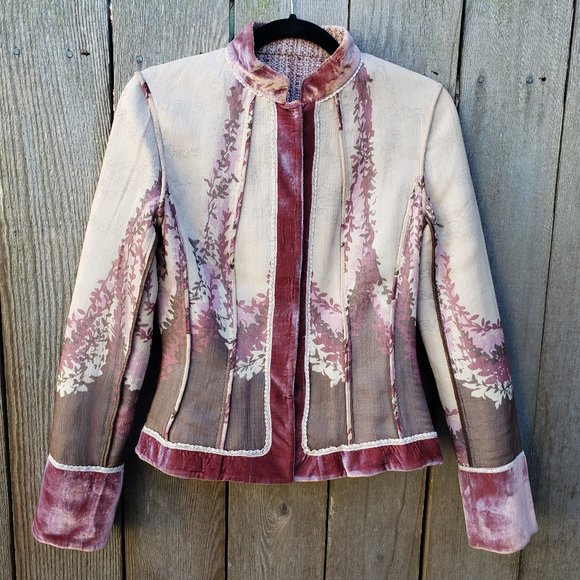 Elie Tahari Tweed/Silk Rose Jacket - S - Picture 1 of 16